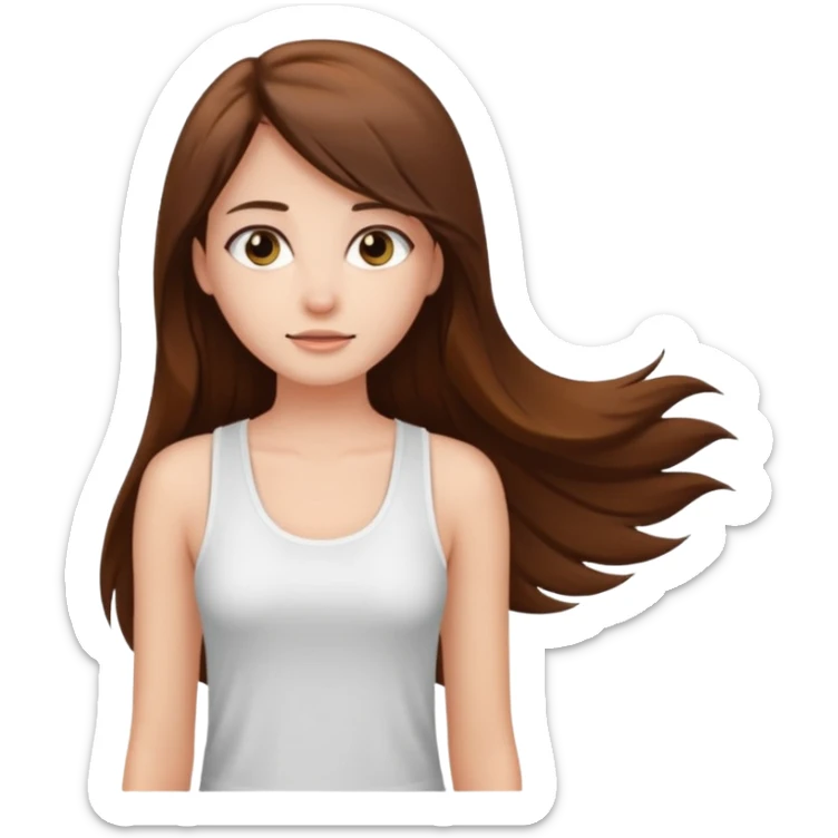 a pretty bratz fair girl with long straight hair with a white tank top sticker