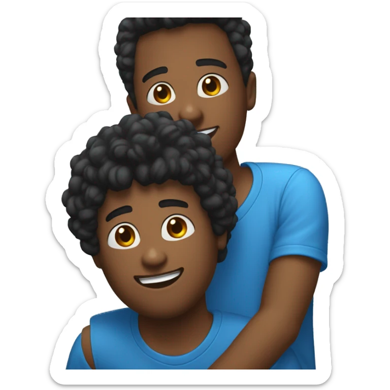 crie um emojii com um jovem negro de cabelo preto com a camisa azul, gola vermelha, e manga dos braços branca. E dando joinha sticker