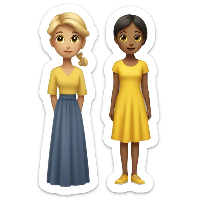 Girl behind woman in yellow dress sticker