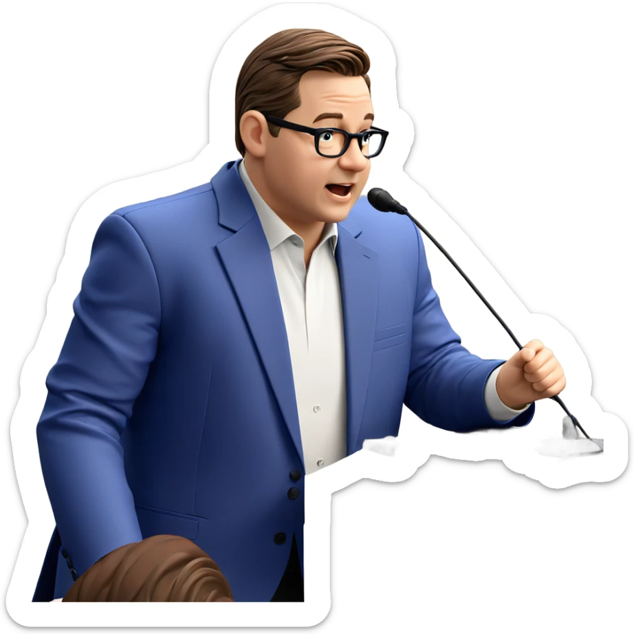 boy in formal attire holding microphone sticker