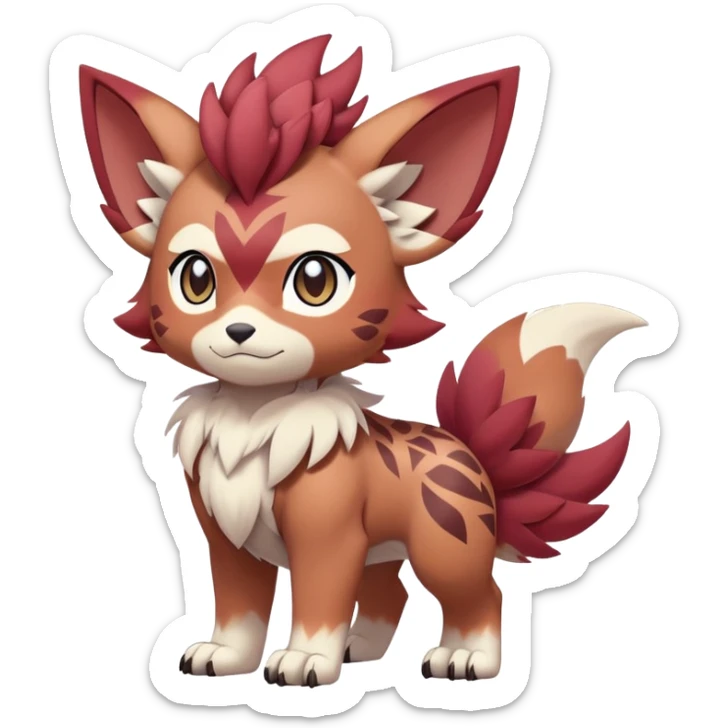 Male cute cool anime-styled Falvie-Fionbri-fantasy-creature-Fakémon-Pokémon, full body, with markings sticker