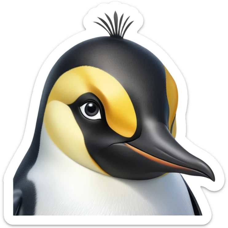 cinematic-adult-emperor-penguin-portrait-emoji,-head-tilted-playfully-and-inquisitively,-with-glossy,-pristine-plumage,-sparkling-eyes-filled-with-curiosity,-simplified-yet-irresistibly-adorable-features, black face sticker