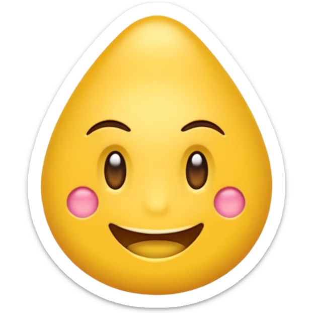 Maracujá estilizado, amarelo vibrante, carinha fofa e expressiva, traços simples em estilo emoji, fundo transparente. sticker