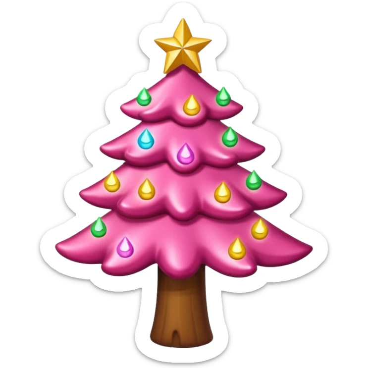 Crea un arbol de navidad en color rosa que parezca de caramelo Agrega luces navideñas has que la estrella  de arriba brille sticker
