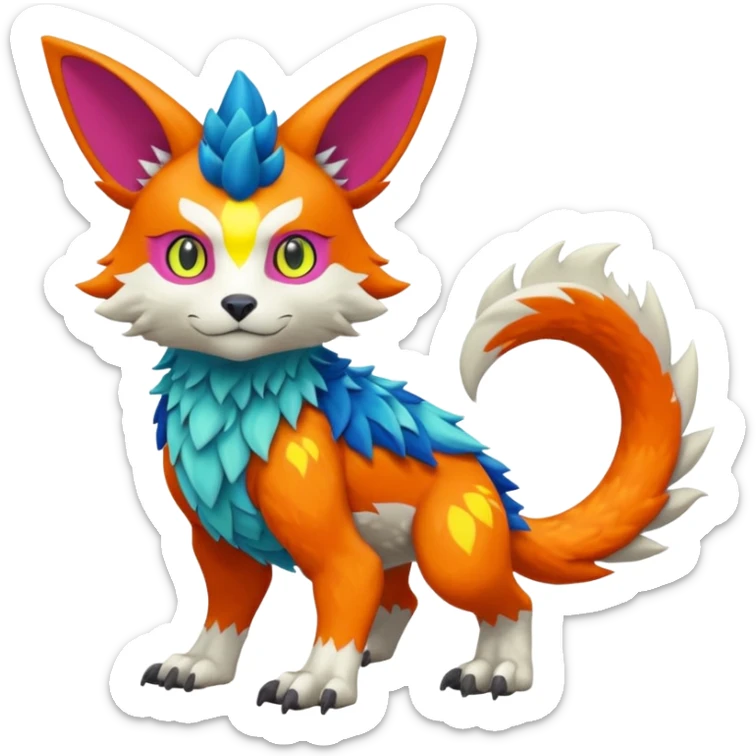 colorful Fakémon-Digimon-Fionbri-Trico-creature (full body) sticker