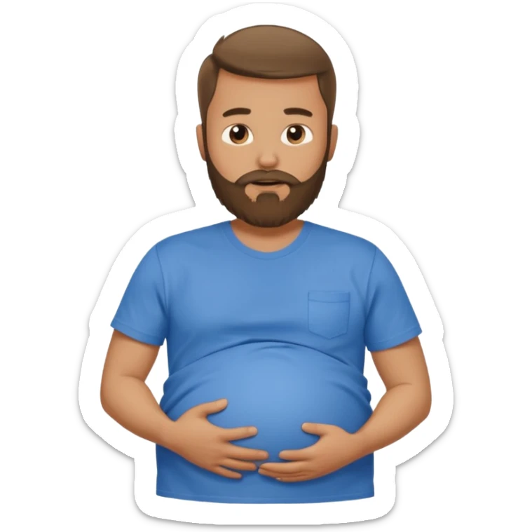 Bearded man rubbing pregnant belly poking out of shirt sticker