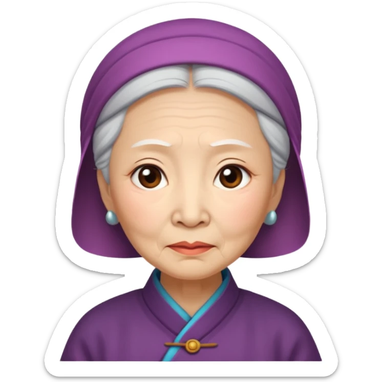 old chinese woman with Compassion - sympathetic concern for the sufferings of others sticker