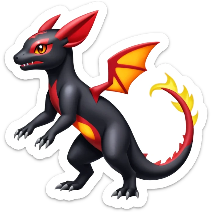 Cute Shiny Guilmon-Quilava-Salandit-Umbreon-Fakémon-hybrid-creature (full body)  sticker