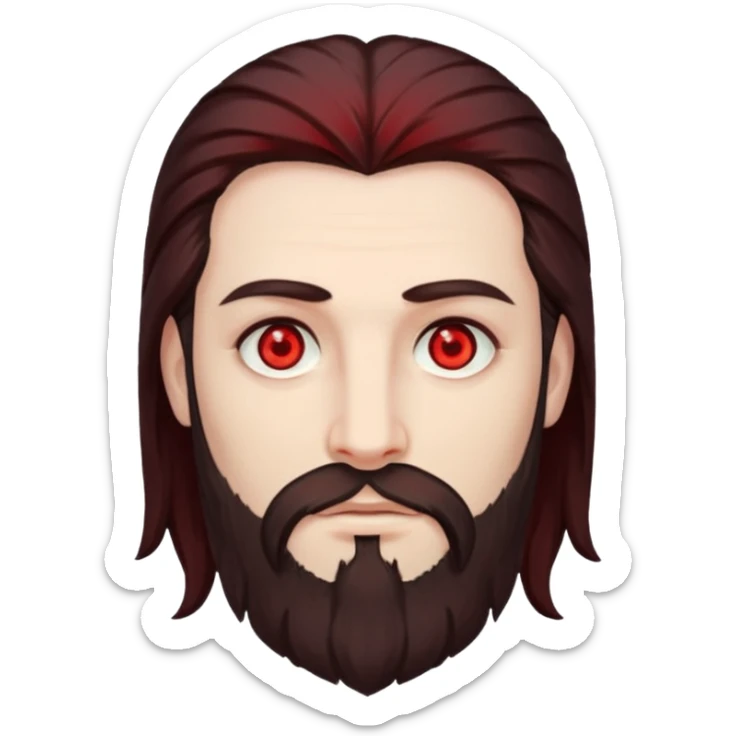 Evil, shadowie Male lord with Red glowing eyes and Long darkBrown Hair and chin beard sticker