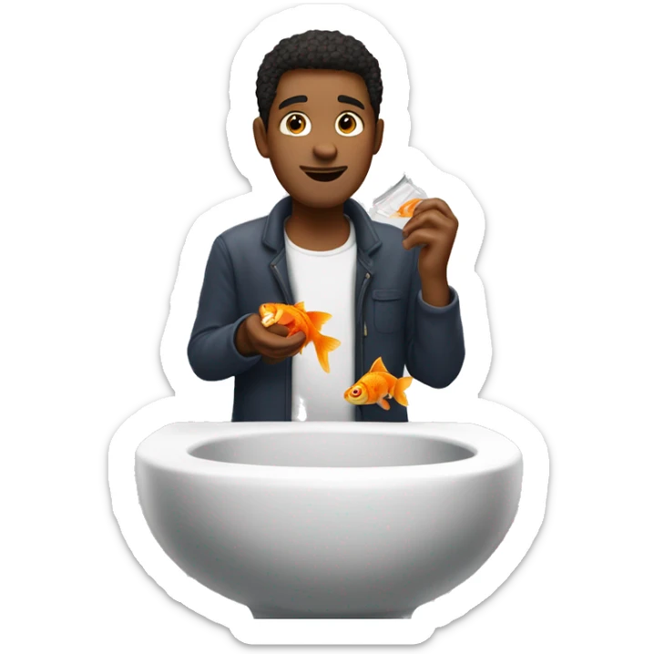 a guy eating goldfish  he gets a call and he needs to go meet skibidi toliet to help him go back to normal sticker