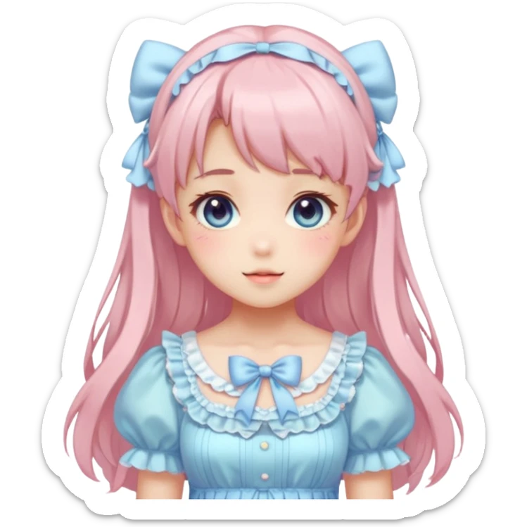 Shiny Blushing Cute Kawaii Beautiful Pastel Lolita Anime Cat Trending Style Cottagecore Pastelcore  sticker