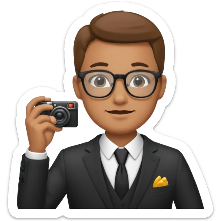 Hombre moreno con gafas haciendo fotos en una boda sticker