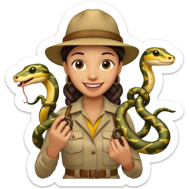 Depict different emotions of a photographer with snakes and other exotic animals sticker