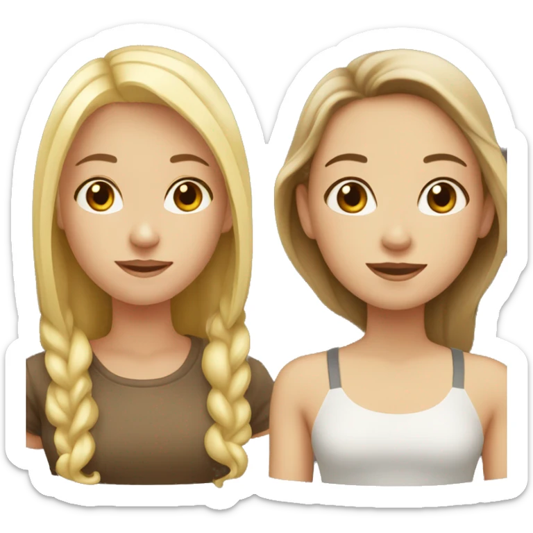 Girl with brown hair and girl with blonde hair sticker
