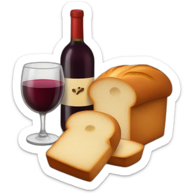 2 Shabbat candles, a cup of red wine and a loaf of bread sticker