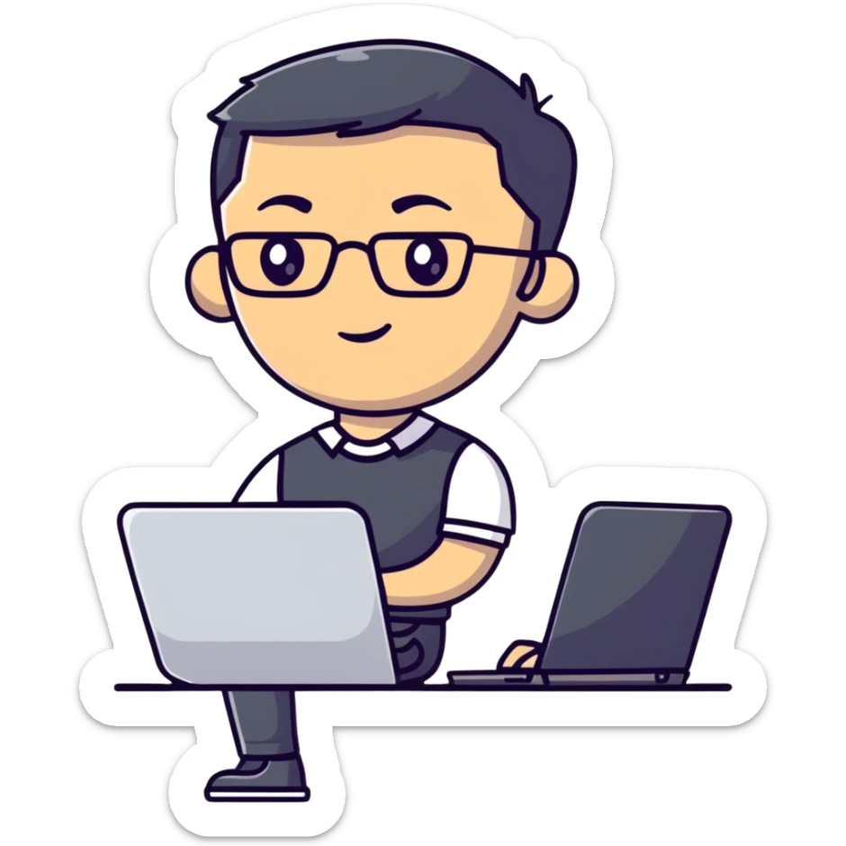 full body male teacher with attractive handsome face and stylish modern haircut in casual clothes holding a laptop sticker