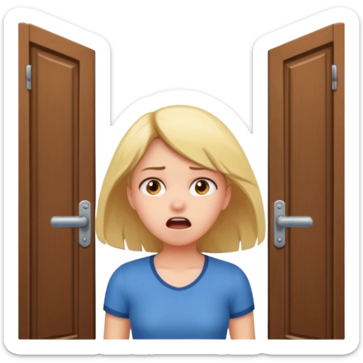 Make an emoji of a girl banging their head on the door frame after jumping  sticker