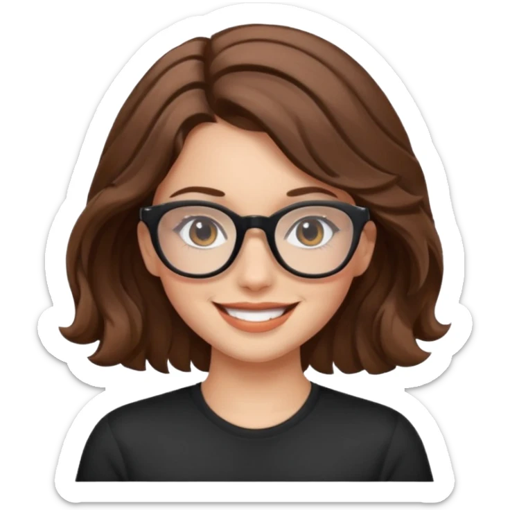 Pretty girl with sport brown wave hair with black glasses sticker