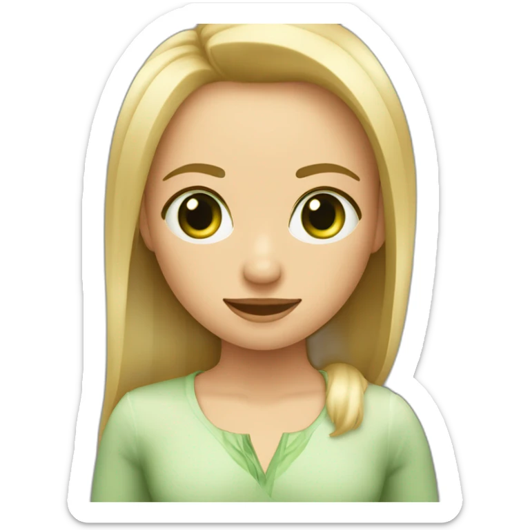 Rubia pelo por arriba de los hombros y liso con los ojos verdes verdes y guapa sticker