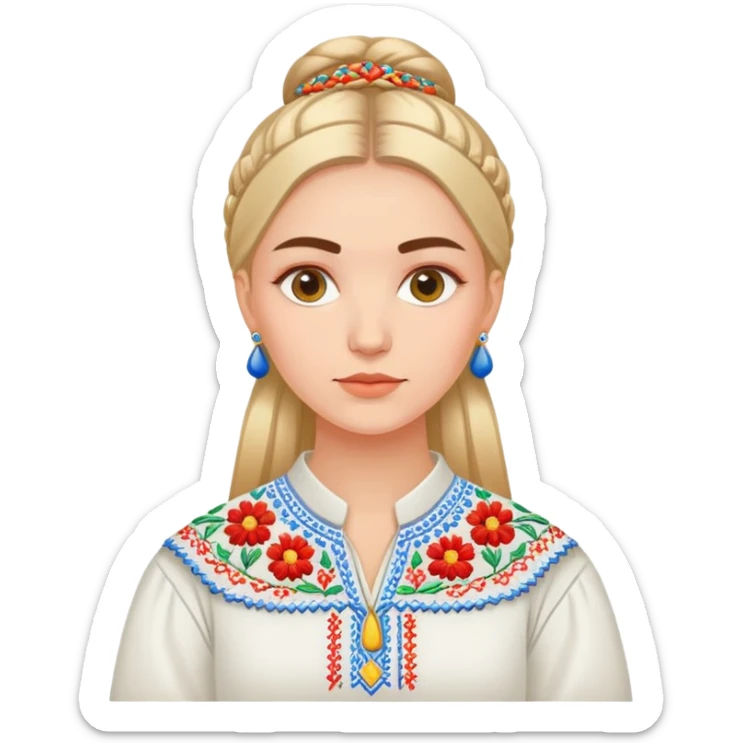 A young Ukrainian psychologist wearing a traditional embroidered vyshyvanka shirt sticker