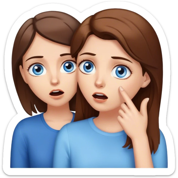 White girl blue eyes brown hair gossiping, talking shooking news  sticker