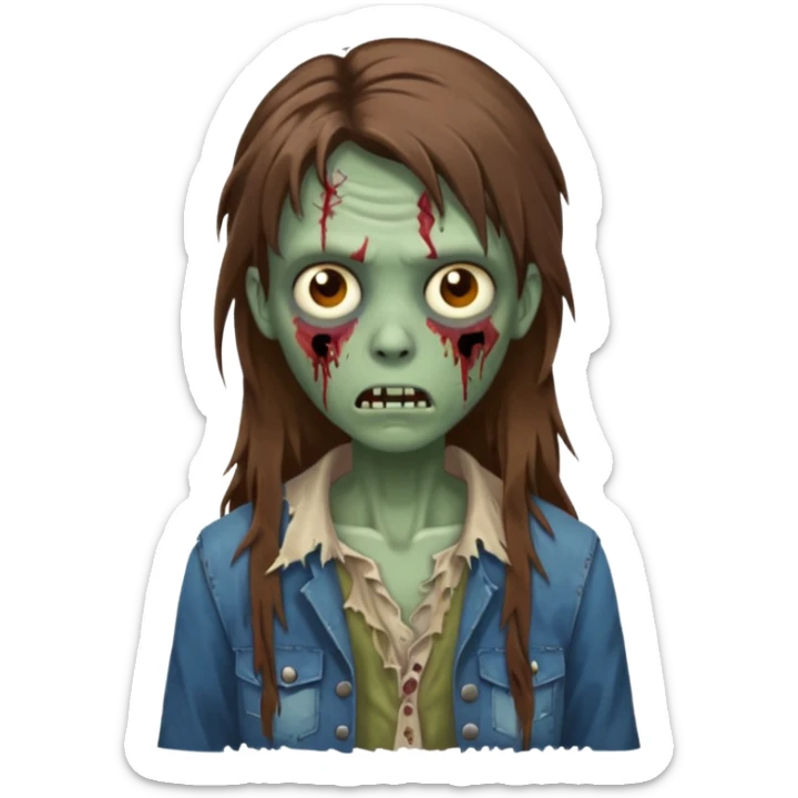 Zumbie hair Brown famele long hair  sticker