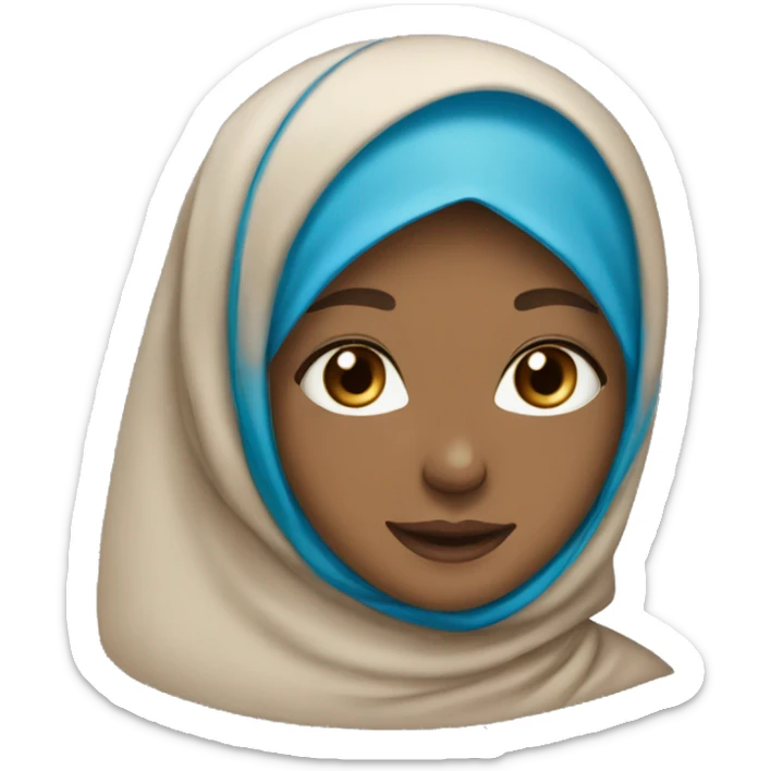 girl with hijab light brown, light blue eyes, lightskin and freckles, smile little, look cute  sticker