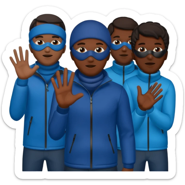Group of African American men with ski masks covering their face all holding their hands out sticker