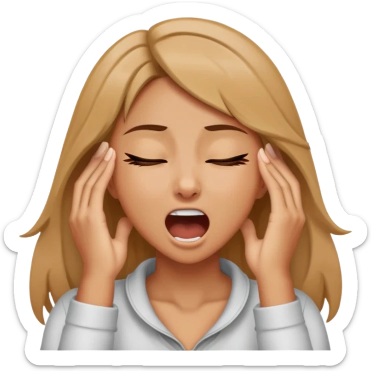 Girl with her hands around her neck with her eyes closed and she sreaming sticker