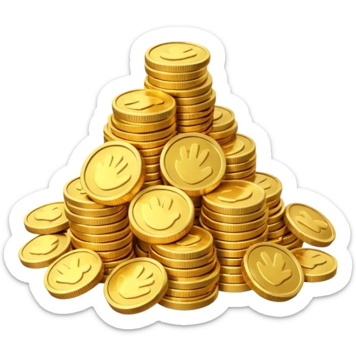 small pile of gold coins, 3D emoji style, shiny gold, no symbols, no text,  sticker