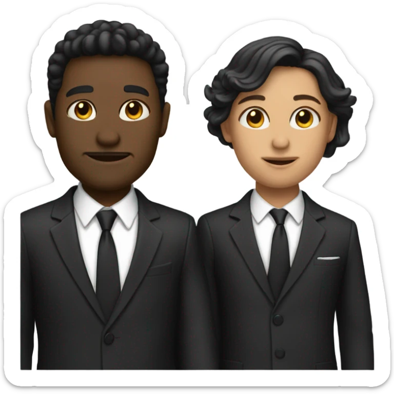 a two shot of two people wearing suits in 90's black and white movie sticker