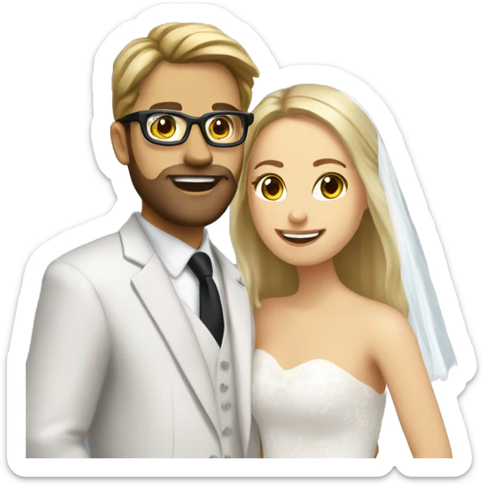 I need a groom with brown hair bown beard and googles and a blonde bride sticker