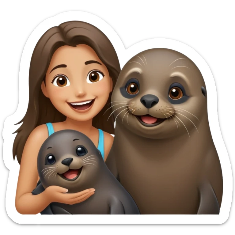 funny fur seal with girl and boyfriend couple sticker