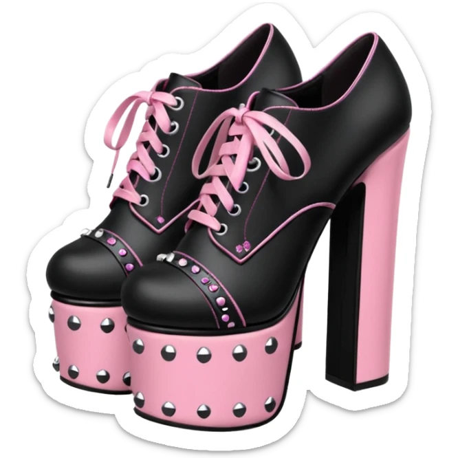 BLACKPINK-inspired gothic shoes, no hearts, black and pink, cute  sticker