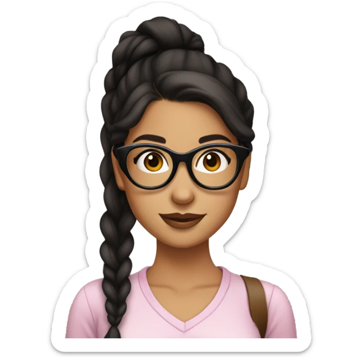 pretty girl latina with black glasses and dark brown hair in low ponytail  sticker