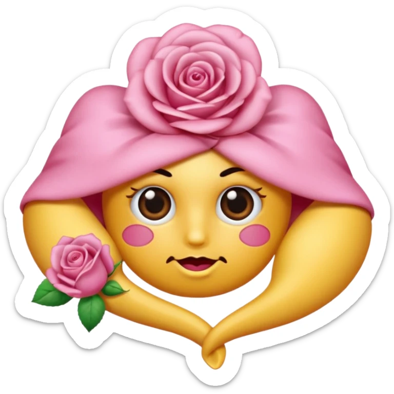 Un 😀 avec un doigt dans la bouche qui cligne des yeux, et il a un nœud sticker