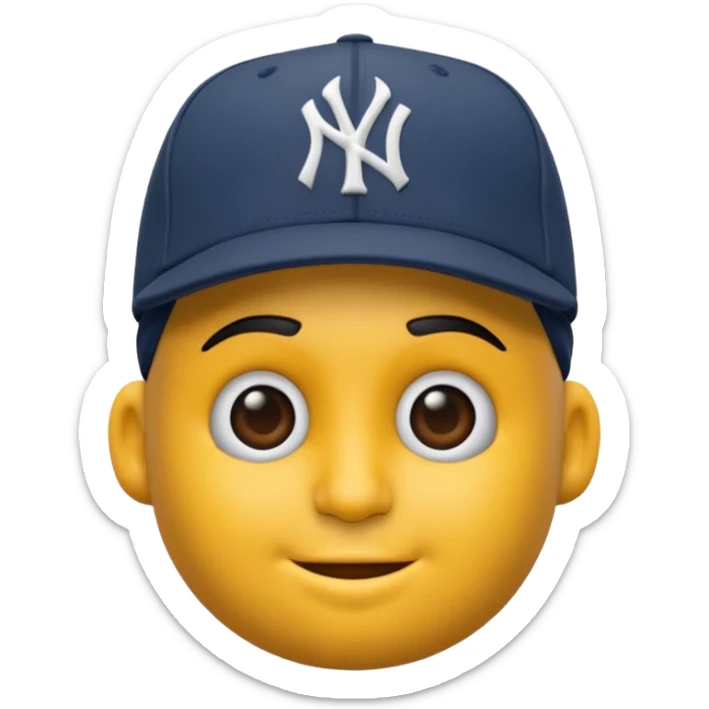 Emoji en 3d animado chicjo moreno con tatuajes y gorra de los yankees sticker