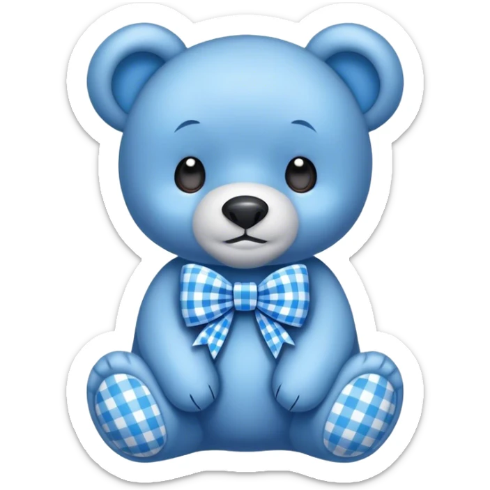 Oso azul con moño de cuadros azules sticker