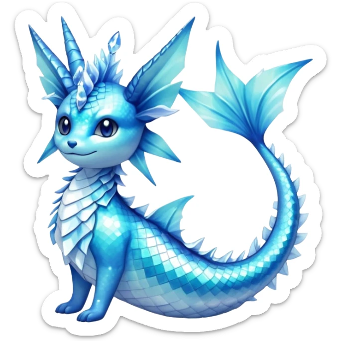 Shiny Exotic Colorful Vaporeon-Amaura-Aurorus-Fakémon-hybrid-creature (full body)  sticker