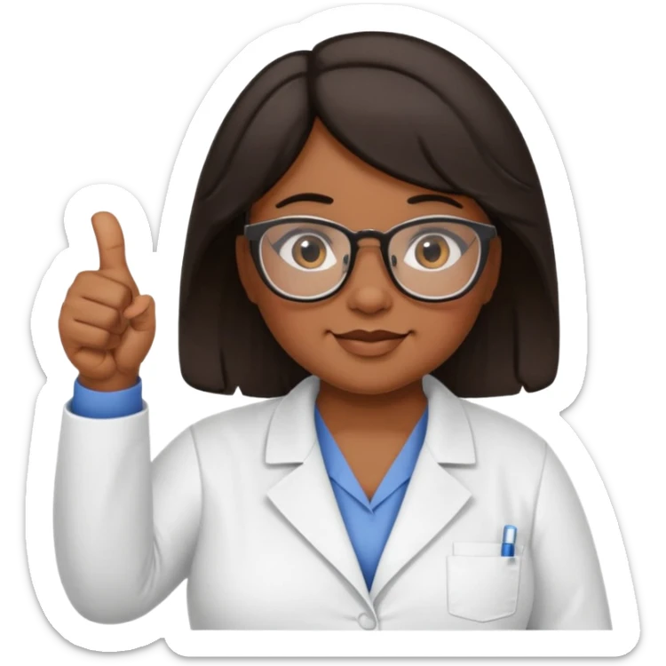 make a fat brown female biology teacher with glasses giving a thumbs up with short black hair wavy sticker