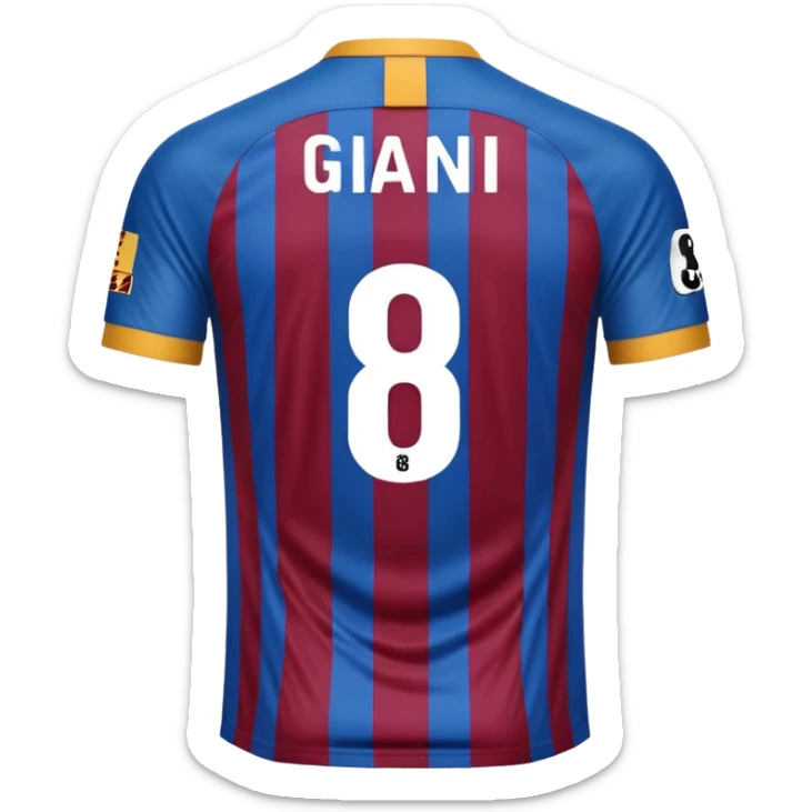 buat costum seperti diatas buat mirip hanya pakaian saja tidak pakai orang dan dari belakang barcelona nama punggung giani dan nomor punggung 8 menghadap belakang custom belakangnya baju belakangnya sticker