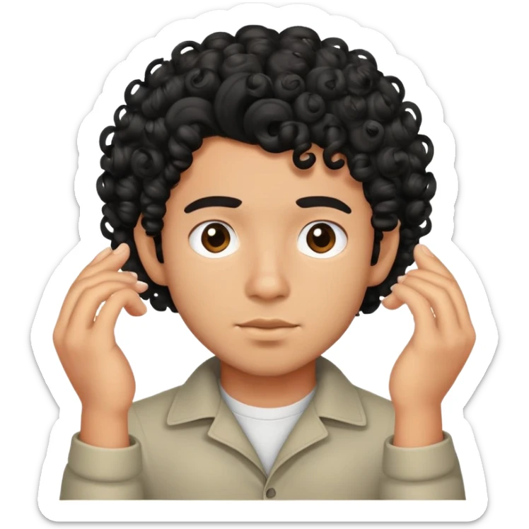 gay Mexican boy with black curly hair curling his hair  sticker