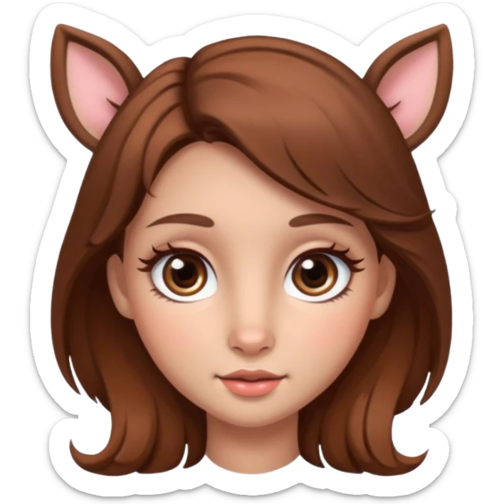 Make a cute girl deer with brown hair and big brown eyes give her cute lashes sticker