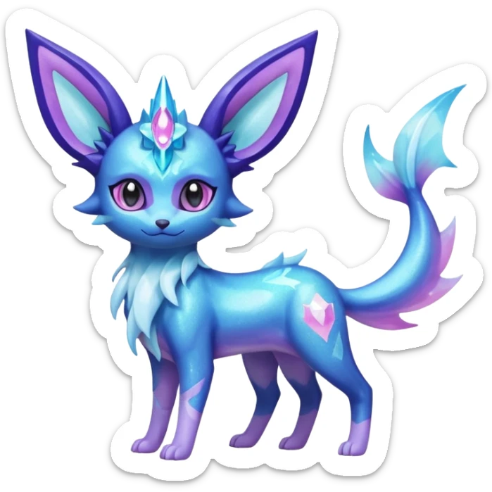 Shiny Iridescent Sparkly Nebulae Espeon-Lumineon-Vaporeon-Amaura-Glaceon-Dragonair-Fakémon-hybrid-creature (full body)  sticker