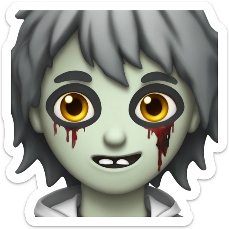 teen boy zombie with dark hair and white shirt sticker