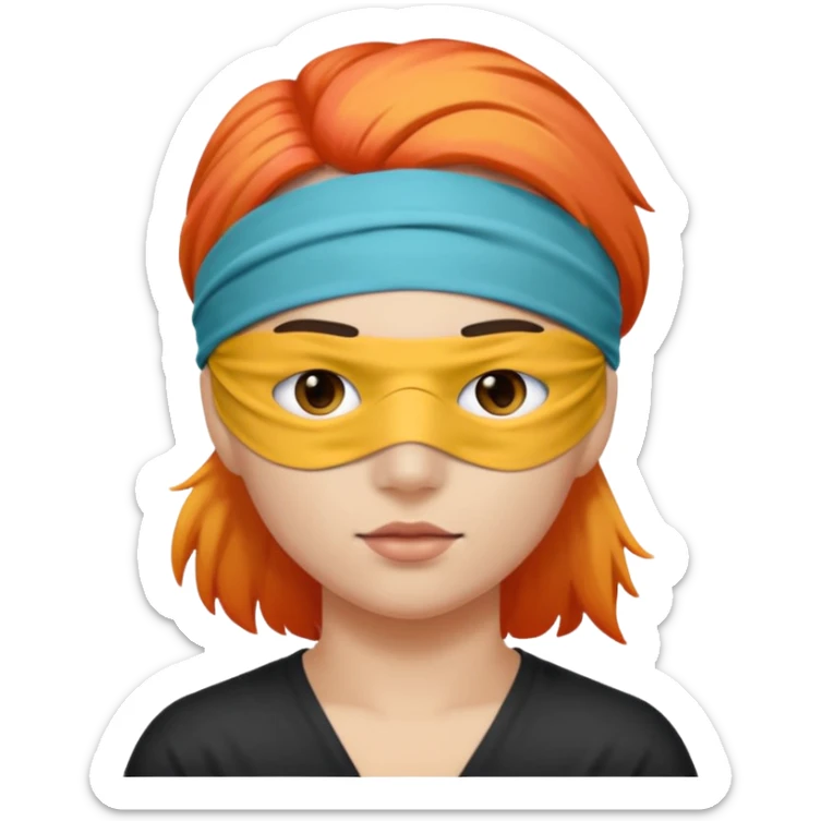 Blindfold person with different colors of hair. No trusting games with people blindfolded behind steering wheel sticker