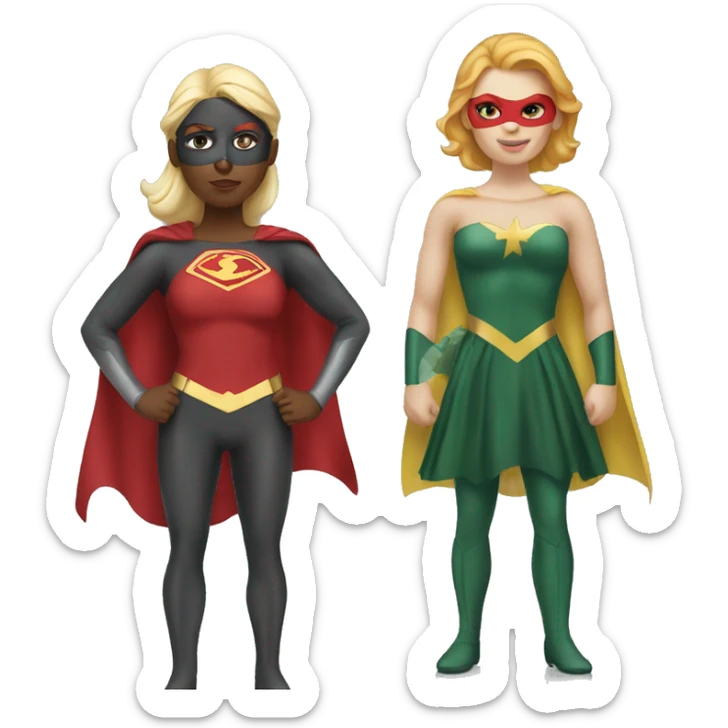 Superhero Duo Caucasian redhead female and  blonde female sticker
