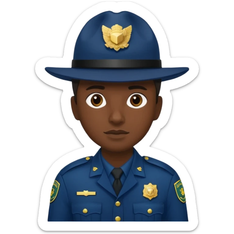 hazme un policia de fronteras con gorro azul oscuro pero sin porra sticker