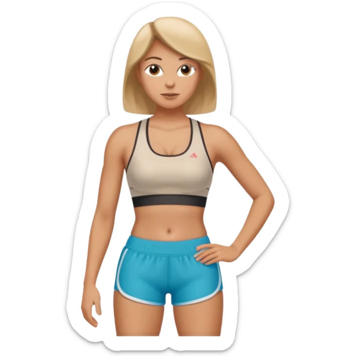 average woman's torso wearing a sports bra and shorts sticker