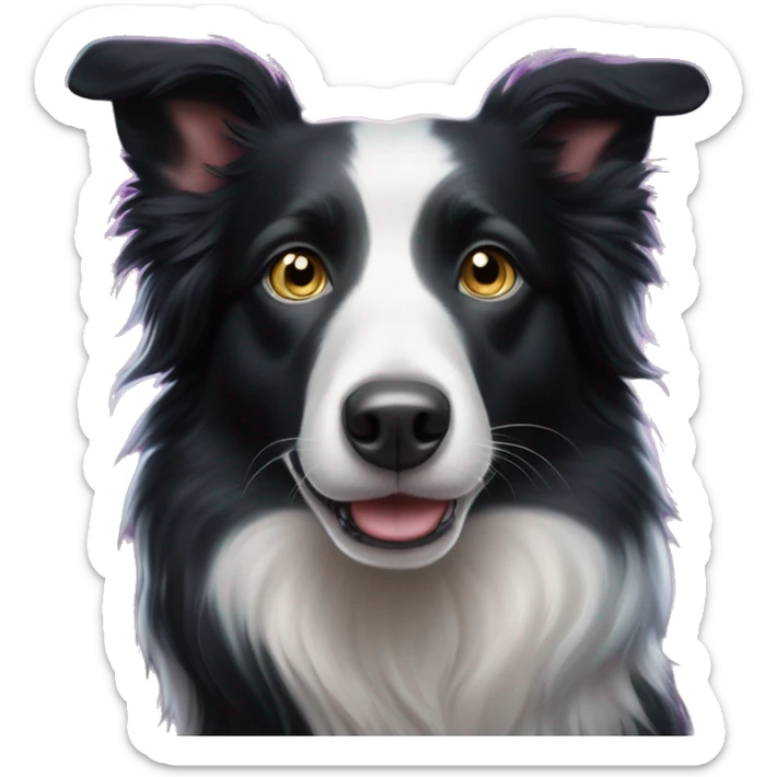 The eyes of the enchanted black and white Border Collie glow with magical colours and sparkling stars. sticker